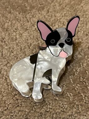 FRENCH BULLDOG Pink Linen Stay Paws-sitive Hair Claw Clip Clawclip Adorable Pup!